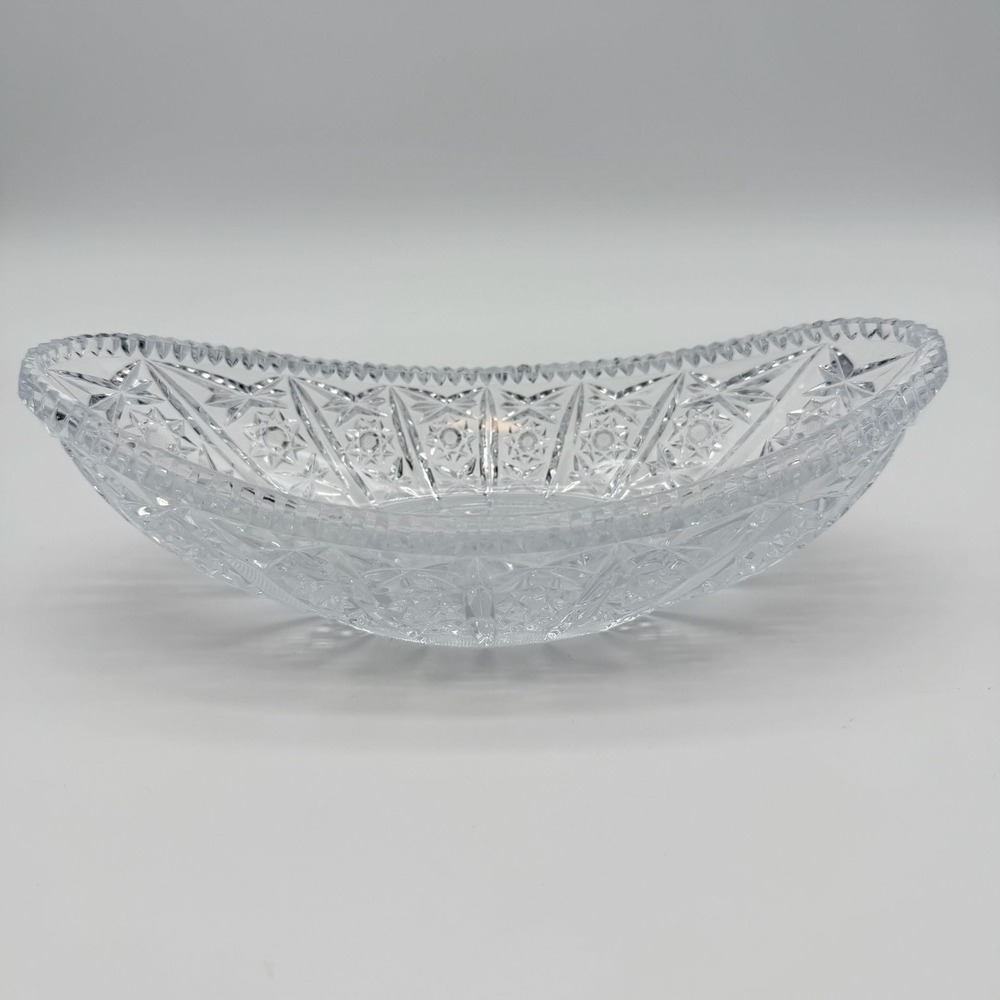 Vintage American Brilliant Cut Glass Oval Serving Bowl